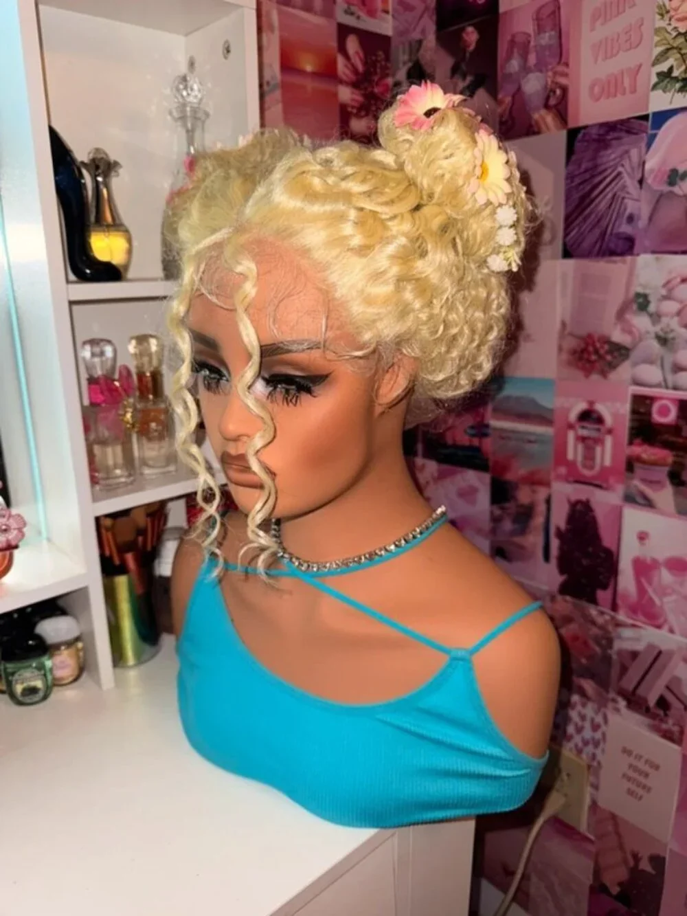 613 Blonde Lace Front Wig Double Bun Style | Floral